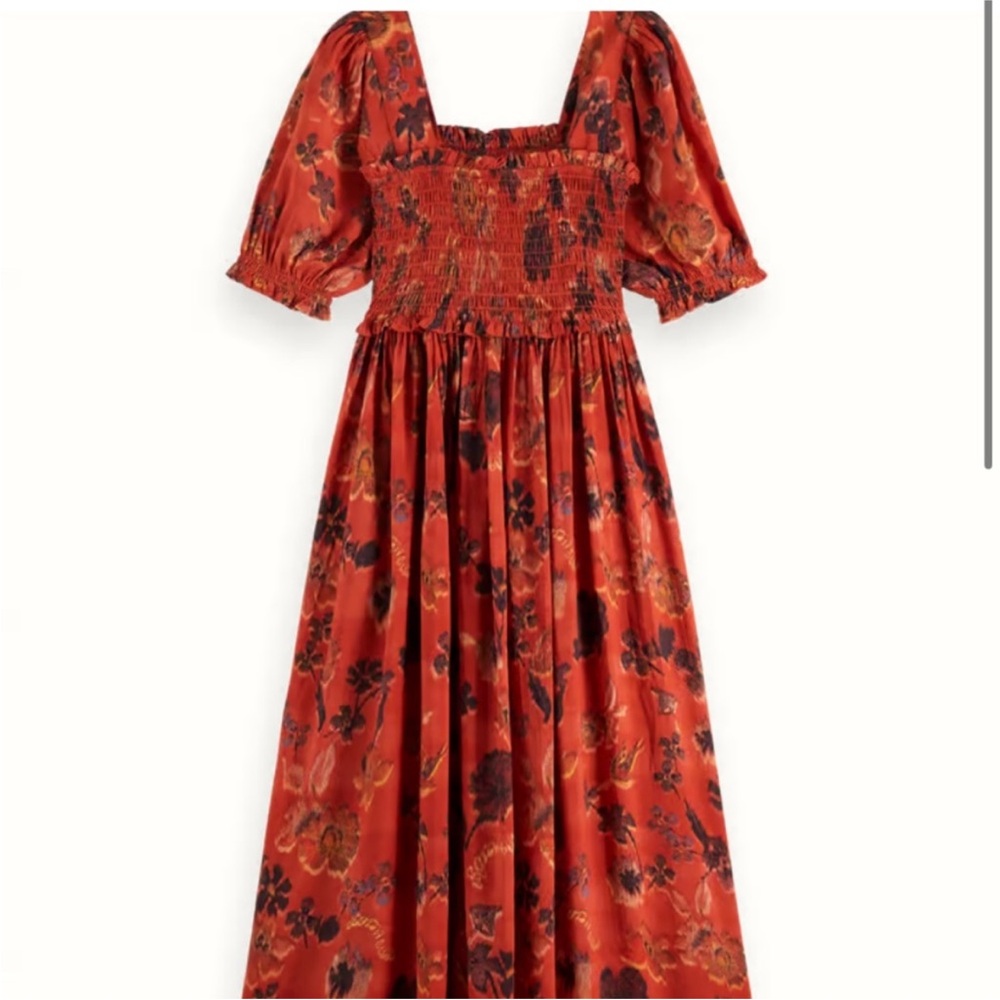 SCOTCH AND SODA 
Maxi Dress With Smock
In Poetry Tapestry
Negroni